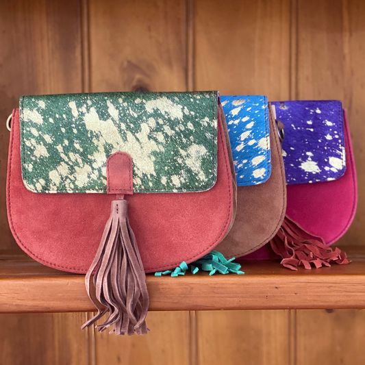Bright genuine leather tassel shoulder bag in bold colour – AWTB Apparel