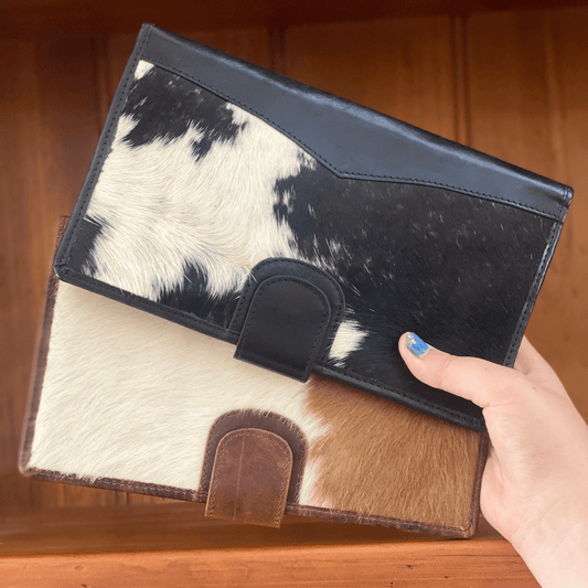 Cassie large cowhide wallet with open book design