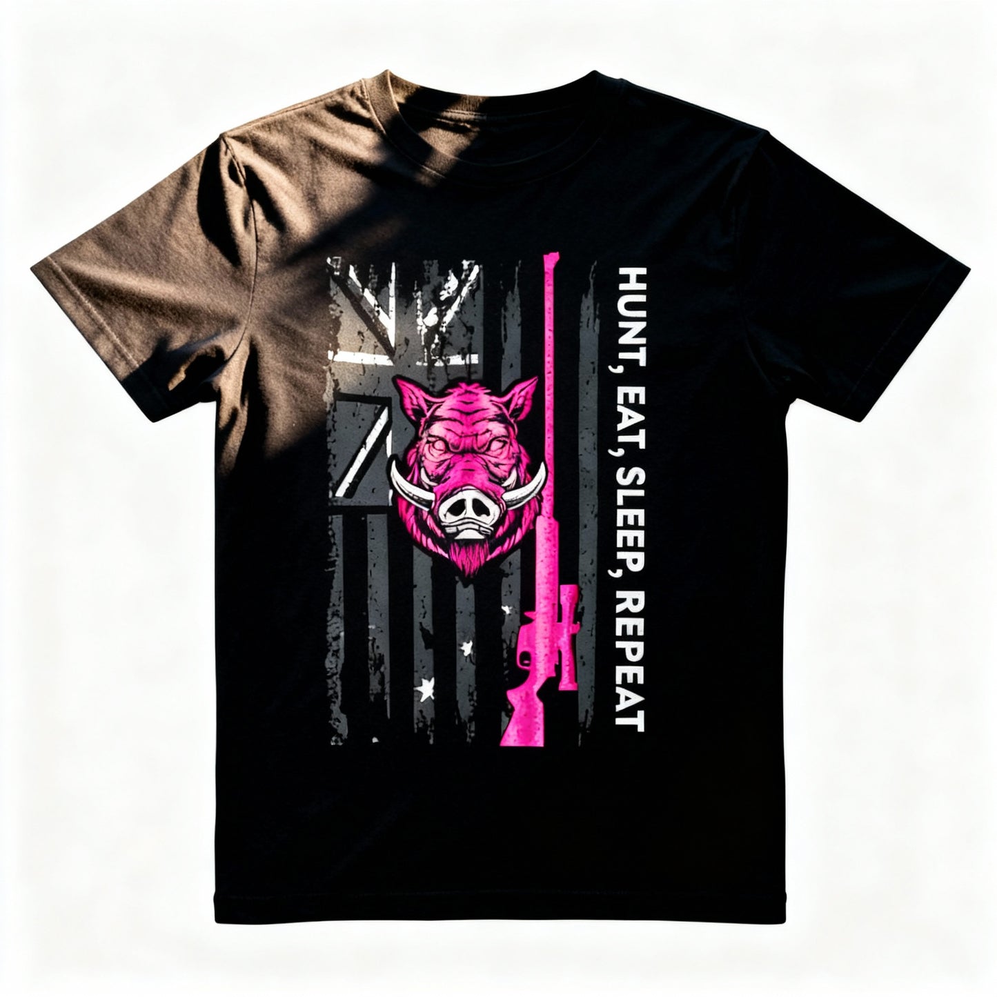 Hunt, Eat, Sleep, Repeat kids tee by AWTB Apparel – black cotton t-shirt
