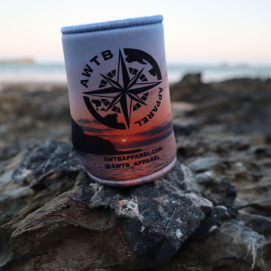 ocean, beach, sunset, travel, stubby cooler