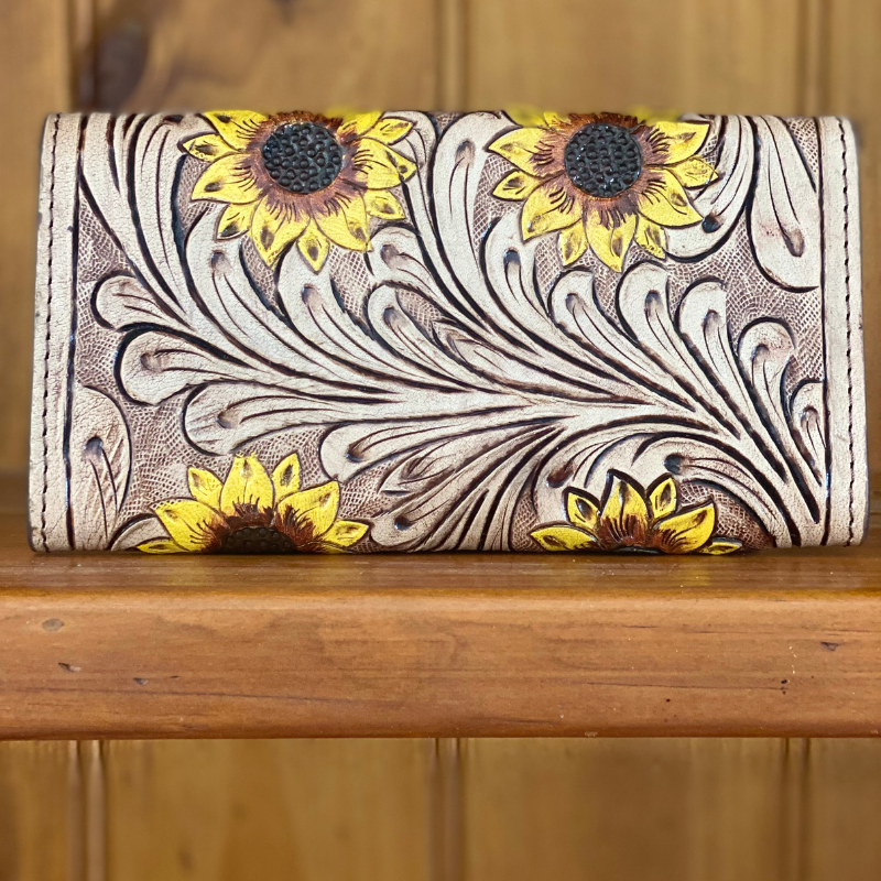 Summer Sunflower Leather Embossed Purse