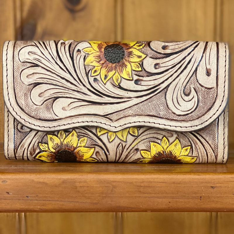 Summer Sunflower Leather Embossed Purse