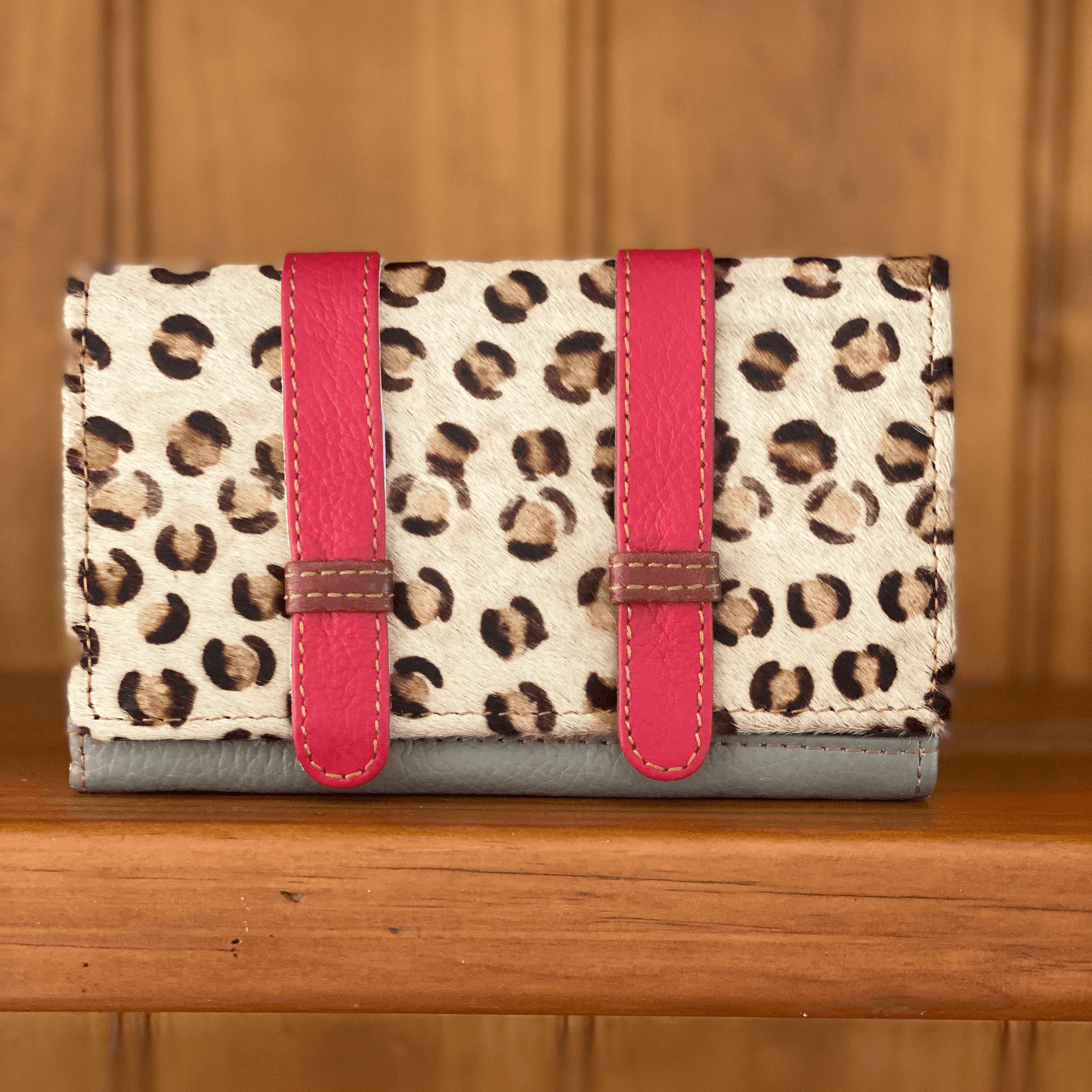 leather wallets, cheeta print, pink leather, ladies wallets, womens, red