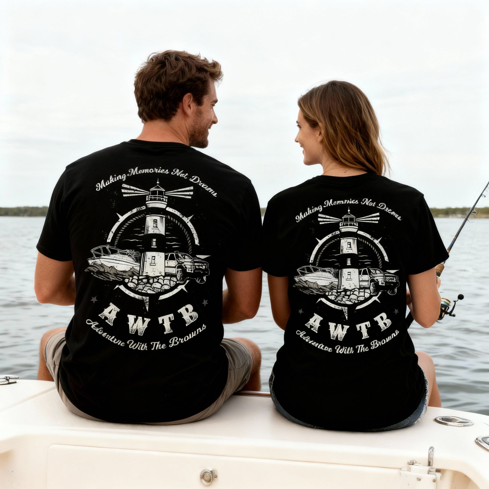 Make Memories, Not Dreams unisex black tee – AWTB Apparel front pocket logo and bold back print