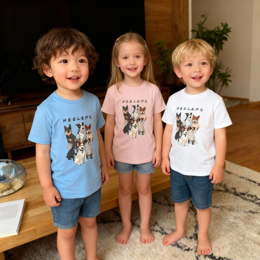 H.E.E.L.E.R.S Kids Tee – Australian Cattle Dog “Friends” Design | Country Kids Shirt