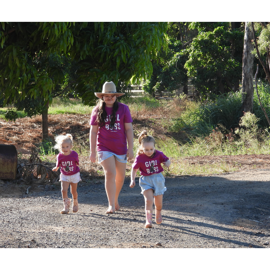 girl boss, girls cotton tee, pink t-shirt, cattle dog, blue heeler, dogs, kids clothing