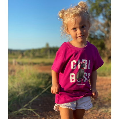 girl boss, girls cotton tee, pink t-shirt, cattle dog, blue heeler, dogs, kids clothing