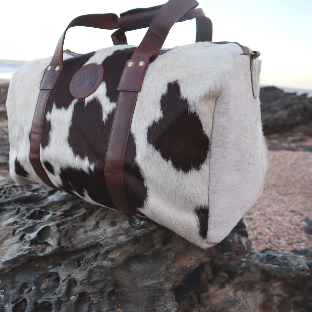 Genuine Leather and Cowhide Duffle Bag