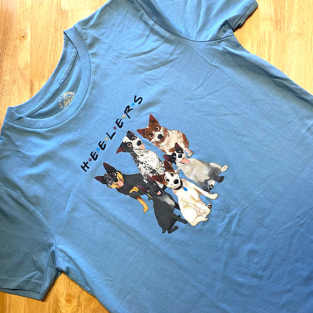 heelers, cattle dog, blue heeler, cotton tshirt, kids tees, childrens clothes