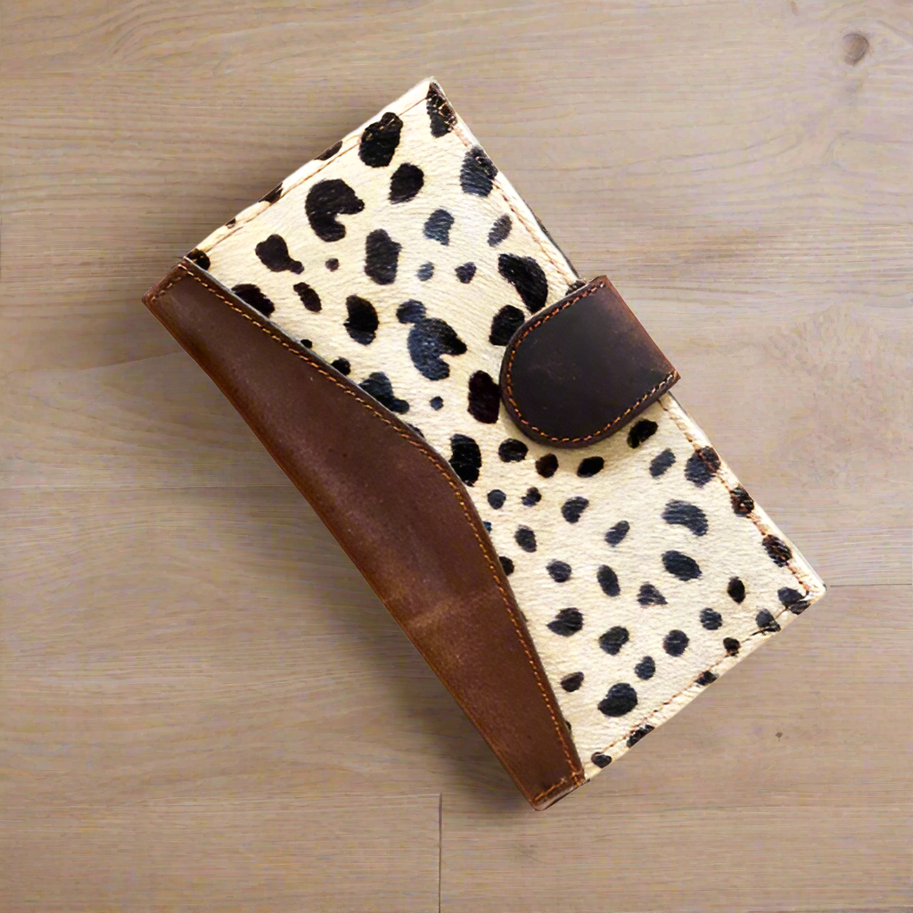 leather wallets, ladies wallets, cowhide, gold, white, cheeta print.