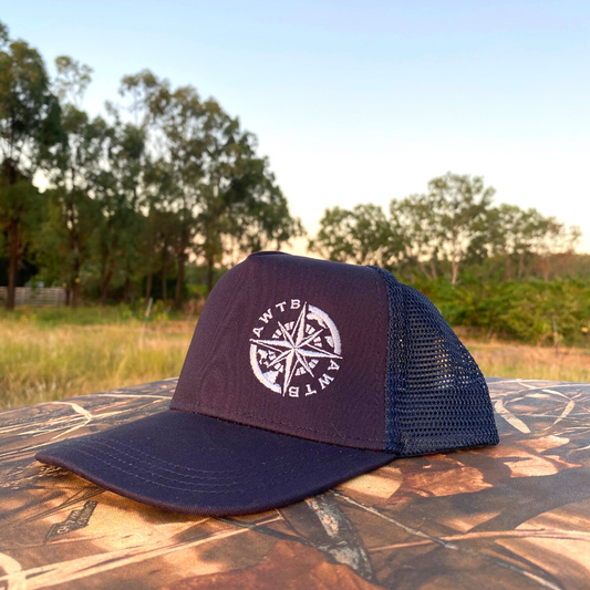 Compass, navy blue, snap back, caps, mens, ladies, travel, adventure, ocean