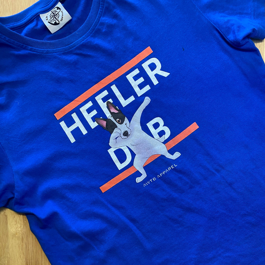 dab, dabbing, boys cotton tee, blue t-shirt, cattle dog, blue heeler, dogs, kids clothing, royal blue